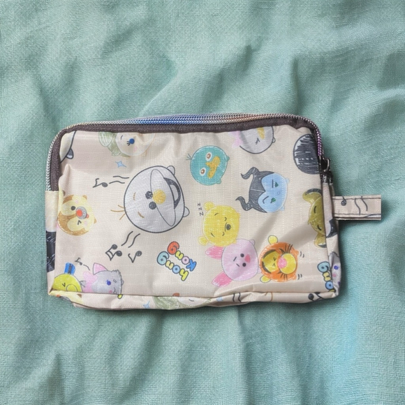 Tsum Tsum Disney’s Characters Beige Waterproof Clutch Wristlet Hong Kong Bag - Picture 2 of 8